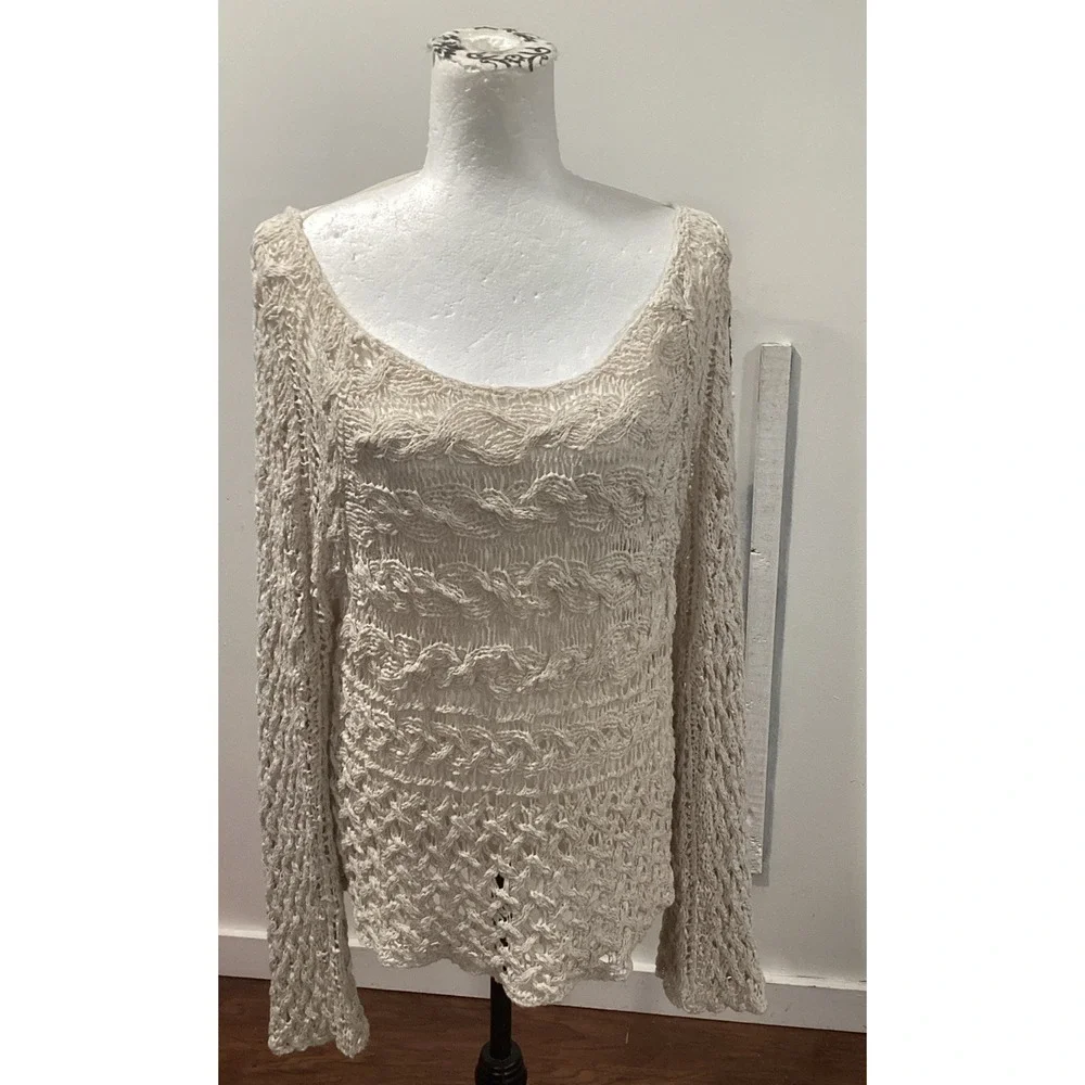 Free People crochet top Large Ivory Boho hippie
